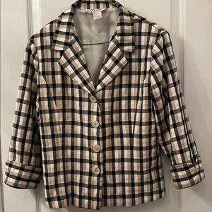 Dressbarn Black and Cream Plaid Blazer